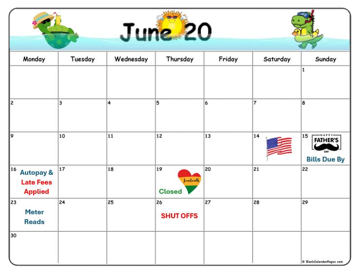june 2025 Calendar