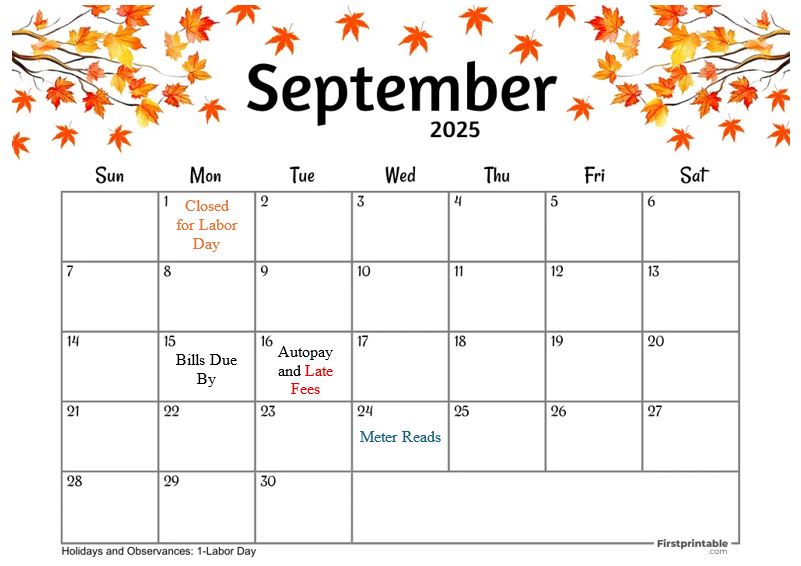 2025 Calendar September
